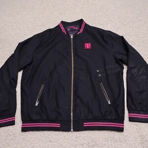 T-Mobile Jacket Mens XL Black Employee Varsity Full Zip Map Lining Work Phone